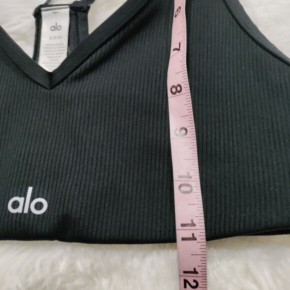 Alo Activewear Black Ribbed Polyester/Elastane Sports Bra Women's Size Small - Picture 8 of 8